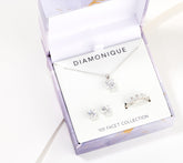 Colección de regalo de plata de ley Diamonique de corte redondo de 100 facetas